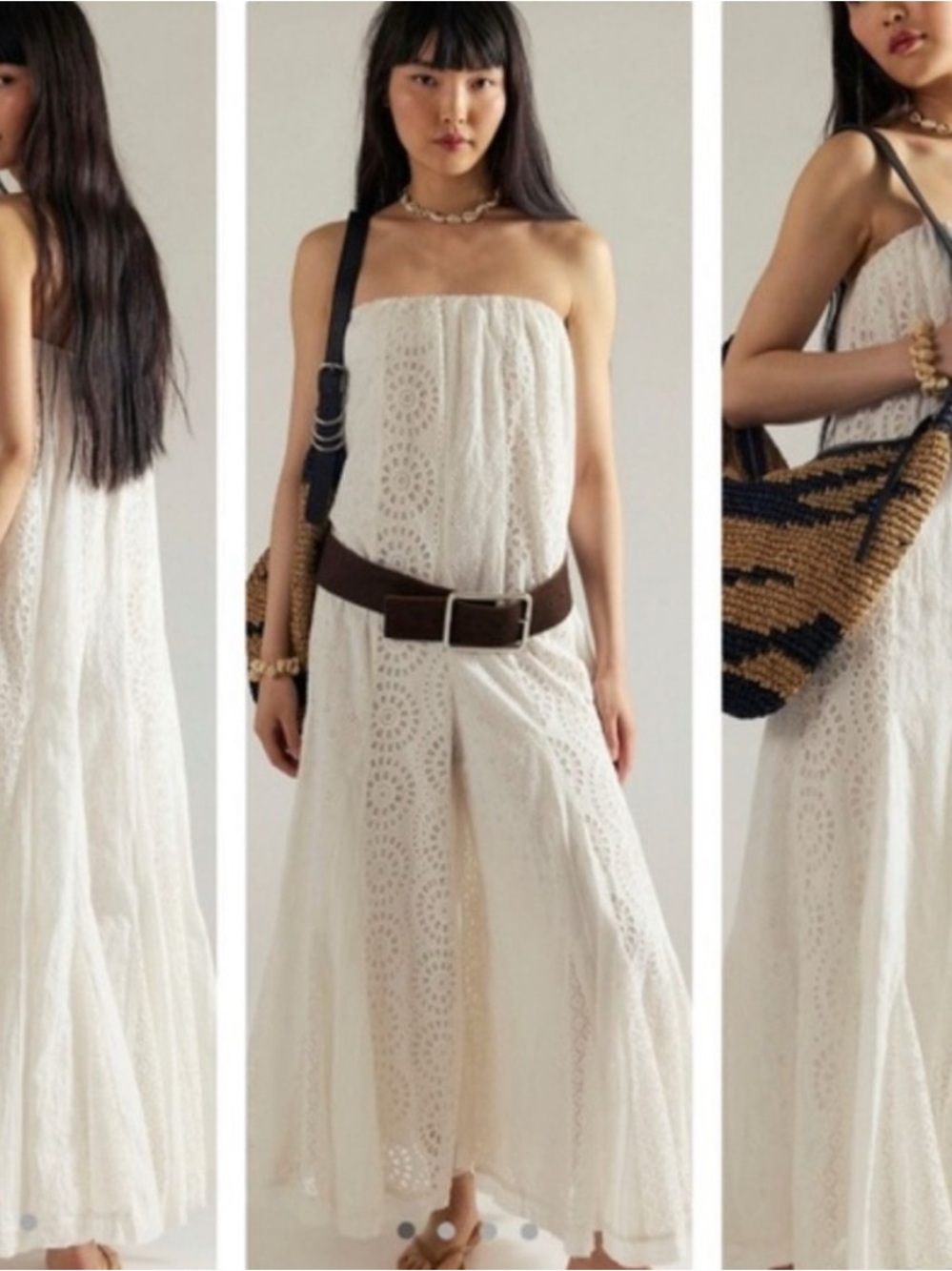 Free People Strapless White Eyelet Maxi Dress